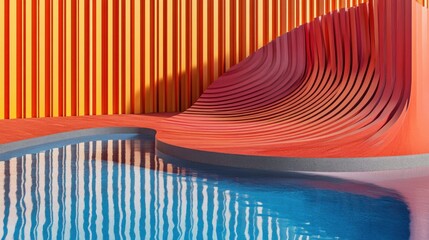 Poster - Colorful abstract architectural design with flowing curves.