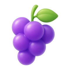 Poster - png vibrant 3d purple grapes illustration.