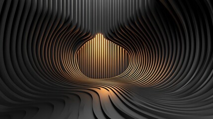 Poster - Abstract dark interior design with golden accents.