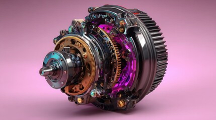 Poster - Intricate mechanical gear illustrating quantum-enhanced reversion structure planner concept with technical aesthetic