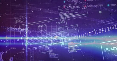 Poster - Light streak traveling revealing keyboard grid and data panels updating numbers showing data flow
