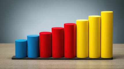 Poster - A vibrant row of colored cylinders aligned neatly showcasing a spectrum of colors and textures