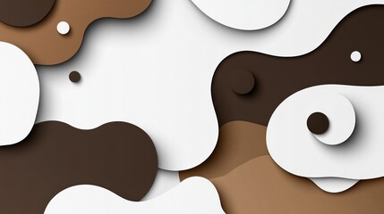 Poster - Abstract layered shapes in shades of brown and white.