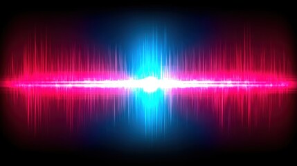Poster - a sound wave graphic depicted on a black background illustrating quantum-field fib harmonic match de