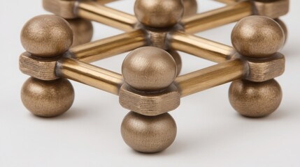 Poster - Golden metal object symbolizing quantum generated fib node equilibrium in an artistic conceptual representation