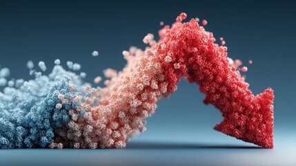 Poster - A red and blue arrow intersecting each other indicating diverse directions in economic analysis and financial trends