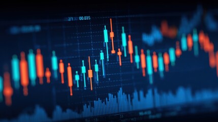 Poster - A stock chart displaying fluctuations and trends in financial data over time for investment analysis and market study