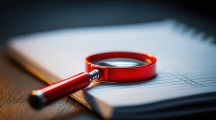Poster - Red magnet on a notebook symbolizing the concept of recording missed insights and logging uncaptured information