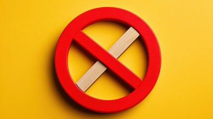 Poster - No entry sign on a bright yellow wall representing prohibition and redirecting attention away from restricted areas