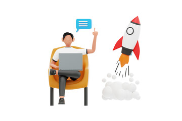 Poster - Business Startup 3D Character Illustration.
