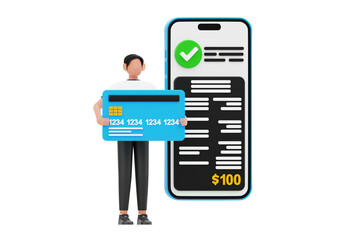 Poster - Card Payment 3D Character Illustration.
