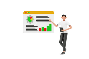 Poster - Data Management 3D Character Illustration.