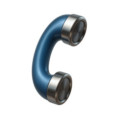 Fototapete - 3D render of a stylized blue and silver telephone handset on transparent background, concept for communication technology and user interface design