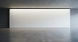 © BRNSN - Big blank white wall part on concrete floor in empty light abstract hall with minimalistic interior design