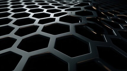 Poster - Close-up view of a metallic honeycomb pattern.