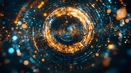 Poster - Circular tunnel illuminated with vibrant lights creating a futuristic aesthetic and unique ambiance