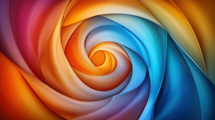 Aufkleber - Abstract Swirl Pattern with Smooth Gradient Colors in Vibrant Shades of Orange, Blue, and Purple Creating a Mesmerizing Visual Effect