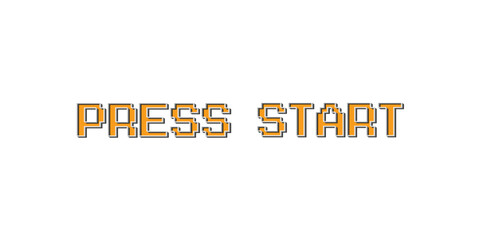 Aufkleber - PRESS START. pixel art. 8 bit game. retro game. for game assets. on white background.