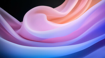 Poster - Soft Fluid Colorful Waves of Fabric Draped Elegantly in Shades of Pink Blue and Purple Against a Dark Background for Abstract Aesthetic Design