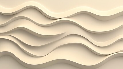 Wall Mural - Abstract three-dimensional wavy design in light beige tones.