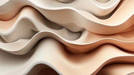 Wall Mural - Abstract design with layered, wavy forms in pale colors.