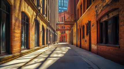  Sun-Drenched Urban Alley: Architectural Harmony in Brick and Shadow Play