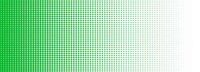 Aufkleber - Green halftone gradient texture. Fading cartoon polka dot background. Repeated dotted gradation pattern. Vanishing comic pop art overlay backdrop. Rasterized halfton patern effect wallpaper. Vector