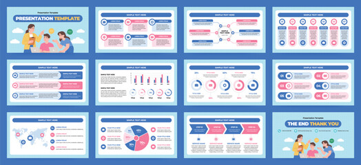 Wall Mural - modern presentation slide templates. infographic elements template set for web, print, annual report
