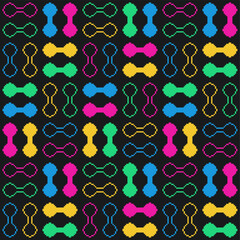 Poster - Colorful Nodes Pattern Background in Black, Simple Design Pixel Art