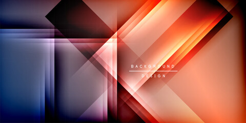 Poster - Abstract geometric design. Overlapping layers create vibrant color gradients, modern aesthetic. Dark background emphasizes bright shapes.