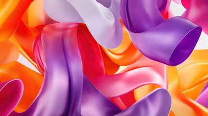 Wall Mural - Abstract colorful ribbons in dynamic motion.