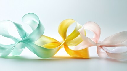 Wall Mural - Abstract pastel ribbons in graceful curves.