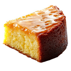 Poster - Slice of lemon pound cake with glossy lemon glaze on top, showcasing moist and dense texture. cake golden brown crust contrasts with its vibrant yellow interior