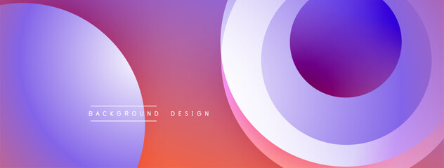 Aufkleber - Abstract gradients form circles, creating vibrant background. Modern design utilizes purple, blue, pink, orange hues.