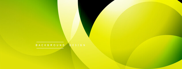 Leinwandbilder - Abstract background features overlapping circles, gradients. Yellow, green hues create dynamic visual effect. Text reads background design.