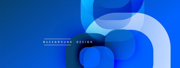 Aufkleber - Abstract blue layers create dynamic composition. Modern design elements suggest technology, innovation, depth. Minimalist aesthetic.