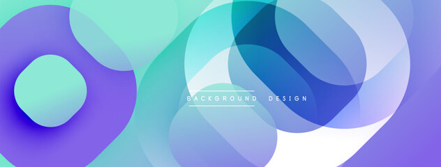 Aufkleber - Abstract background features overlapping translucent circles. Colors range from purple, blue, turquoise, white. Modern design element.