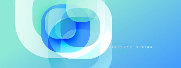 Fototapete - Abstract blue design. Layered shapes create dynamic visual effect. Gradient background adds depth, modern aesthetic.