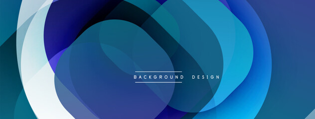 Poster - Abstract layered shapes create dynamic blue gradient composition. Modern design element for backgrounds, banners, presentations.
