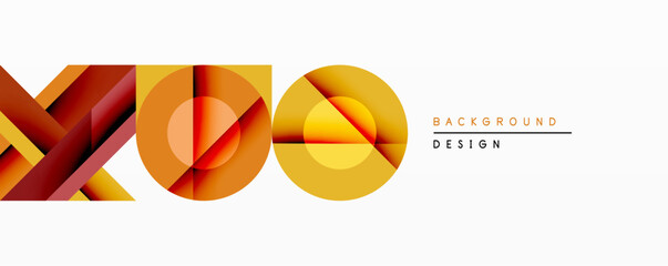Aufkleber - Abstract geometric design features overlapping shapes, gradients ranging from red to yellow. Minimalist composition suitable for backgrounds or modern branding. Clean lines, dynamic visual impact.