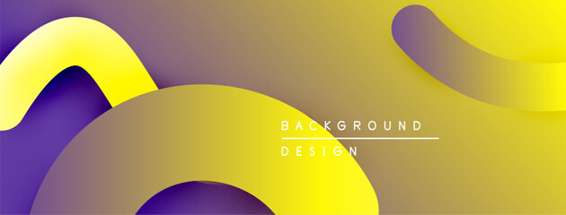 Fototapete - Abstract fluid shapes, vibrant yellow, purple gradients. Modern design, smooth curves create dynamic composition. Background texture visible.