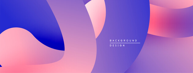 Aufkleber - Abstract fluid shapes, vibrant purple, pink hues. Modern design, smooth gradients create dynamic composition. Background element.