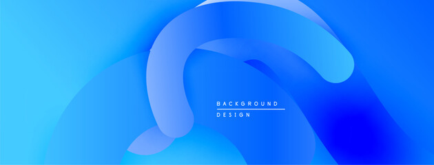 Aufkleber - Abstract blue background. Fluid shapes overlap creating dynamic visual effect. Modern design element for digital projects.