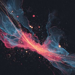 Poster - Abstract Nebula Cloud with Lines on Black Background