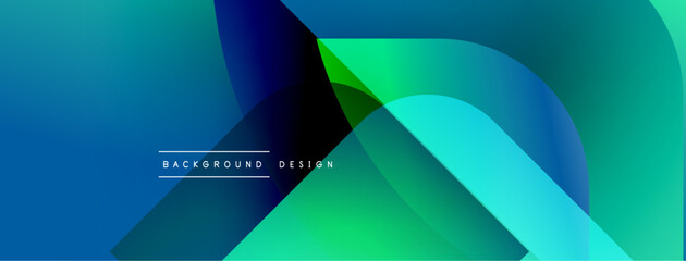 Leinwandbilder - Abstract gradients blend, creating dynamic layers. Blue transitions to vibrant green. Text reads background design. Modern visual presentation.