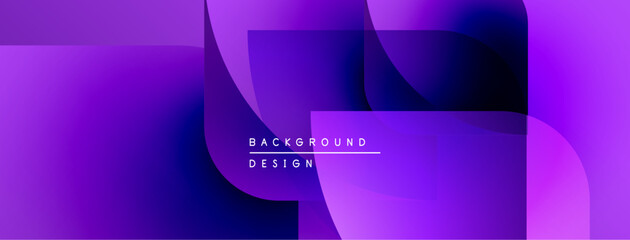 Aufkleber - Abstract purple background. Overlapping shapes create dynamic visual effect. Modern design elements present smooth gradients.