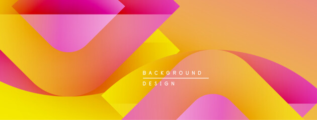 Leinwandbilder - Abstract vibrant layers overlap. Gradient colors blend, creating dynamic visual effect. Modern design element for backgrounds.