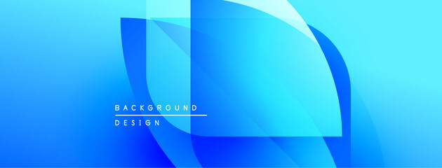 Leinwandbilder - Bright blue abstract background. Overlapping shapes create dynamic visual effect. Modern design suitable for digital projects.