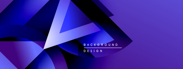 Leinwandbilder - Abstract geometric shapes overlap, creating vibrant purple, blue gradients. Modern design element for backgrounds, presentations.