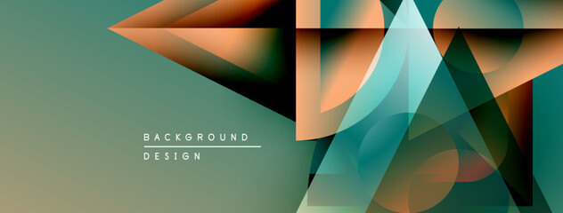 Poster - Abstract geometric design. Overlapping shapes create modern visual texture. Gradient colors offer depth, contrast. Minimalist style.